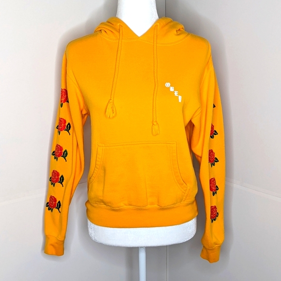 Obey Tops - Obey EUC roses hoodie small yellow gold